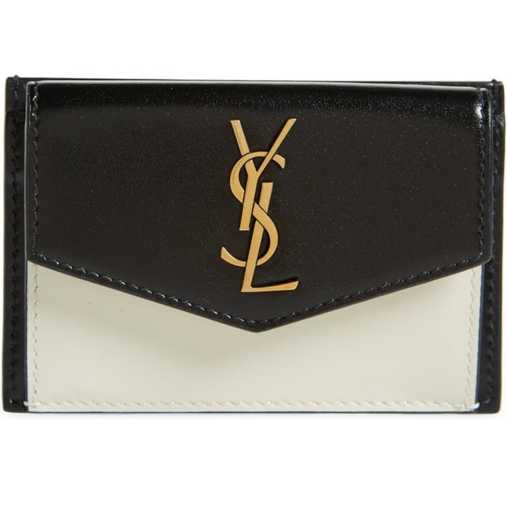Ysl Uptown Two Tone Leather flap card case/holder